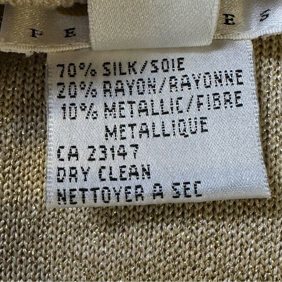 Talbots Metallic Gold Size Small Petite Mock Neck Knit Top Shirt - Picture 6 of 7